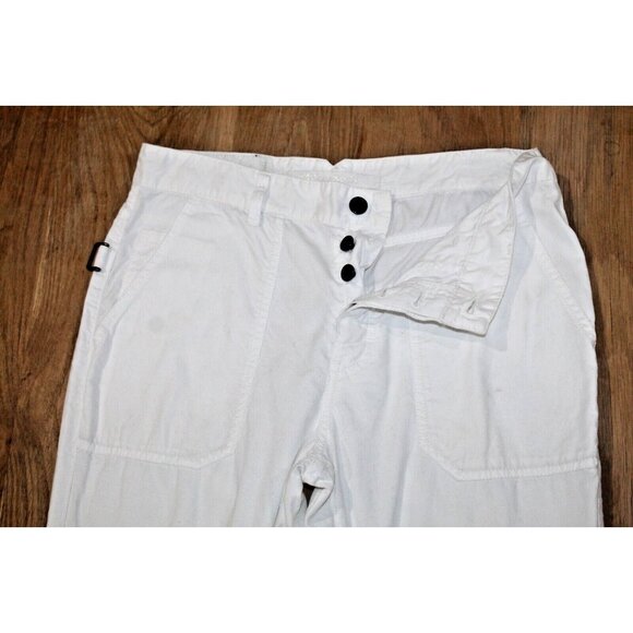 ZADIG & VOLTAIRE Eliot Boyfriend Crop High Rise Pants Button Fly Size 38 White - Picture 4 of 9